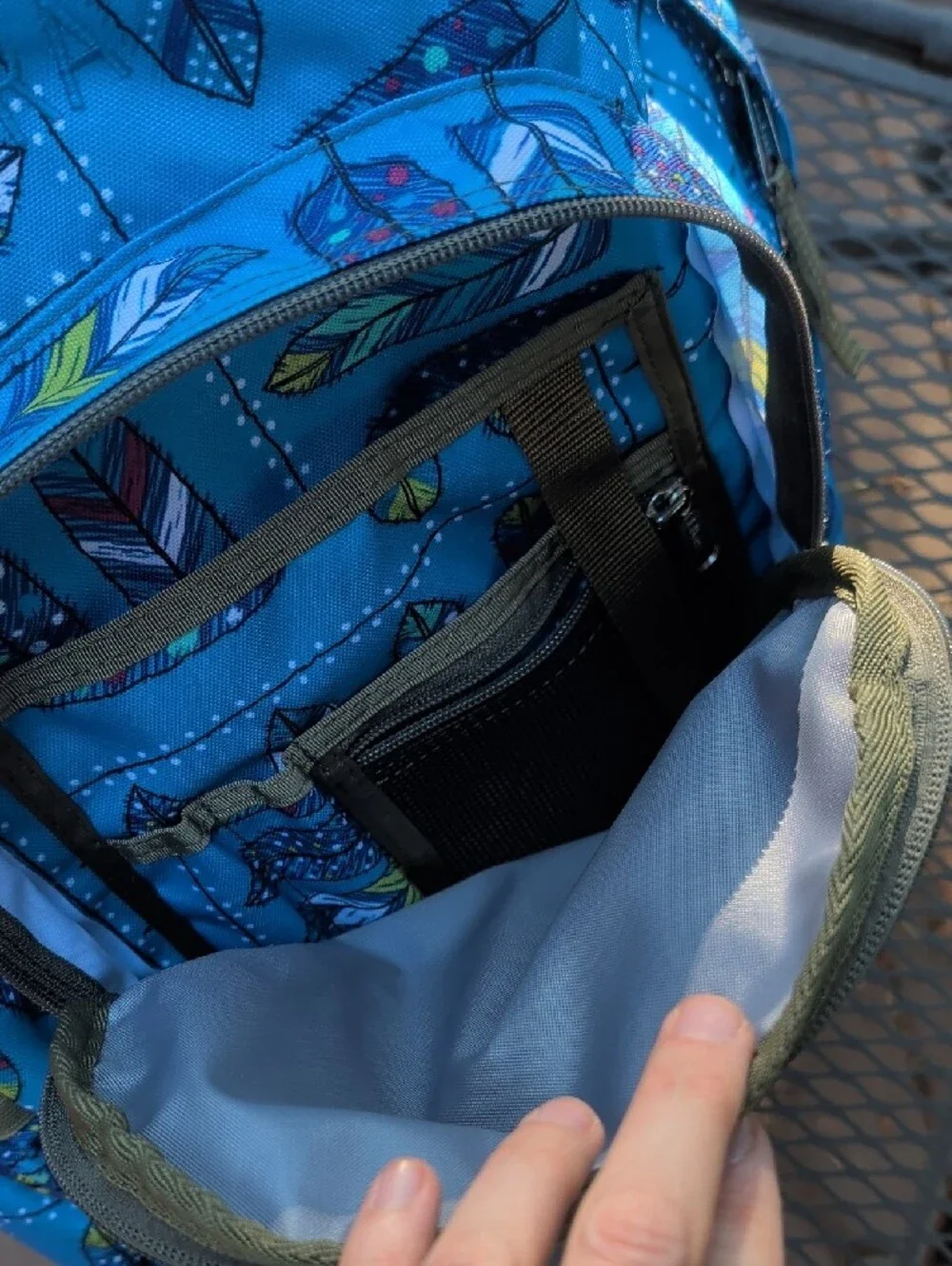 L.L. Bean Blue Feather-Print Backpack